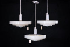 Moderne Steel and Plexiglass Hanging Fixture c.1960