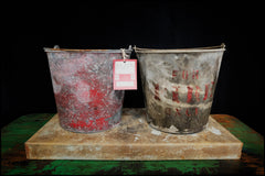 Pair of Early 20th Century Fire Buckets w/ Stand