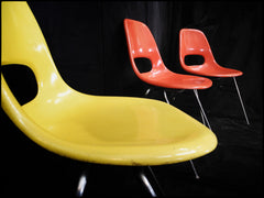 Krueger Fiberglass Mid-Century Chair with Chromed Legs