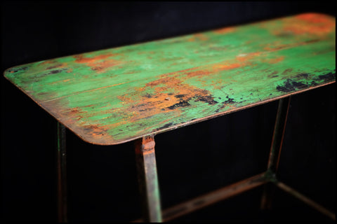 Shop Built Steel Side Table w/ Mellow Green Paint c.1950