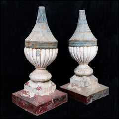Pair of Painted Tin Finials early 20th Century