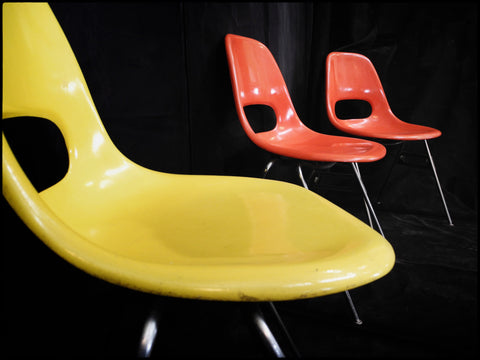 Krueger Fiberglass Mid-Century Chair with Chromed Legs