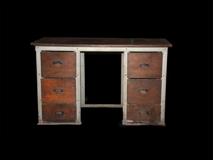 Shop-built Riveted Steel and Pine Desk – Housewerks Salvage